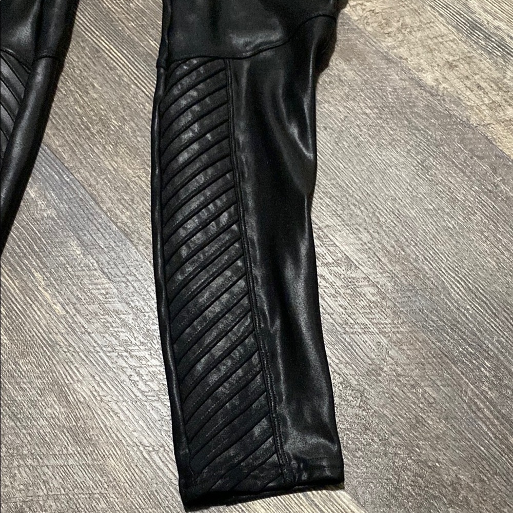 Spanx Moto Faux Leather Black Leggings - Picture 6 of 13